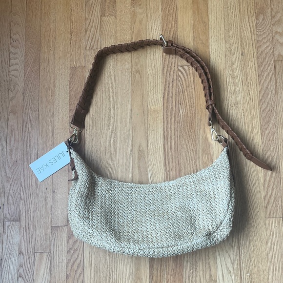 Jules Kae Handbags - Jules Kae Tan and Cream Woven Shoulder Bag
